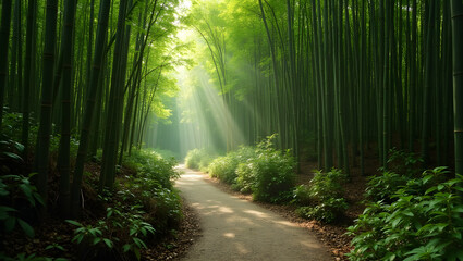 Obraz premium Bamboo Forest Retreats Where Each Thicket Hums Zen Tunes