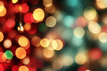 Obraz premium Colorful bokeh lighting display during the festive season, creating a warm and inviting ambiance in a cozy setting