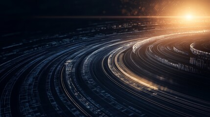 Fototapeta premium Beautiful abstract image of swirling lines with a glowing light in the background, representing movement and cosmic energy.