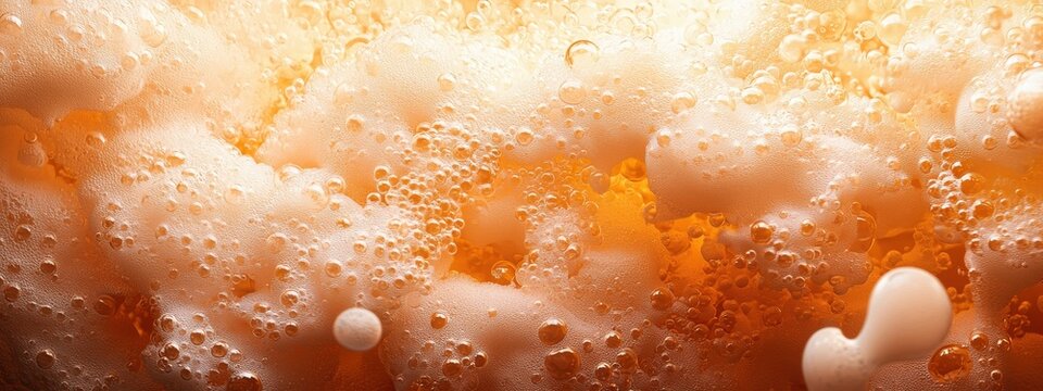 A brewery where microorganisms like yeast are shown fermenting beer, with glowing, animated yeast cells creating bubbles and flavor compounds, celebrating the artistry of fermentation