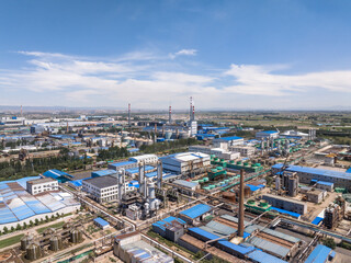 view of power station in blue sky