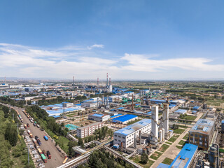 Obraz premium view of power station in blue sky