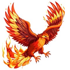 Obraz premium Falcon flame animal cartoon isolated whitebackground 16:9