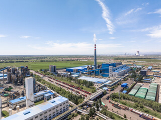 view of power station in blue sky