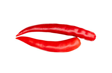 Top view of red chili peppers or cayenne pepper isolated with clipping path in png file format