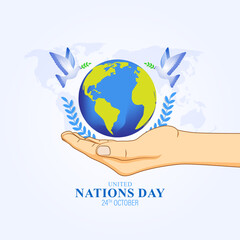 Vector illustration of United Nations Day social media feed template