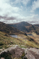 Welsh mountain views, Tryfan and Ogwen Valley and Ogwen Lake