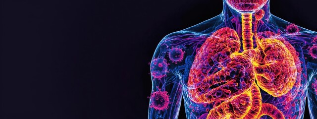 A dual-layered image showing the inside of the human body with a thriving microbiome, emphasizing how these microorganisms contribute to overall health and immunity