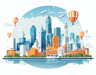 Naklejka premium A vision of a modern or future city, emphasizing innovation, progress, and a harmonious blend of technology and nature.