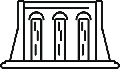 Simple icon of a hydroelectric power plant generating electricity using water