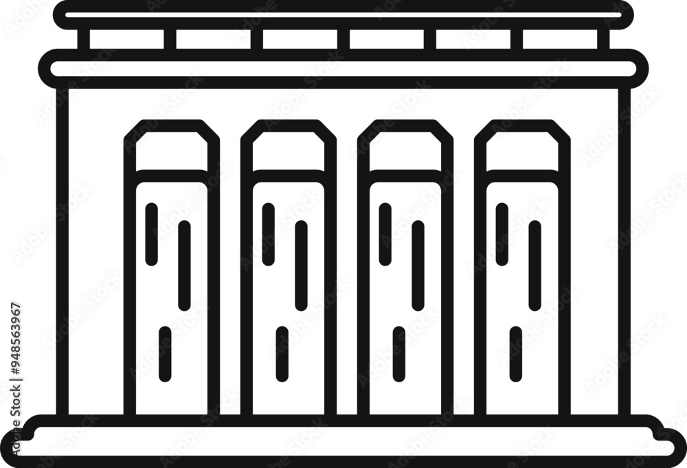Poster simple vector icon of a building with columns facade