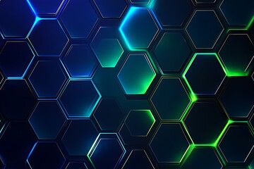 Obraz premium Gridlines of the Future: Blue and Green Hexagonal Techno Pattern Vector Graphic