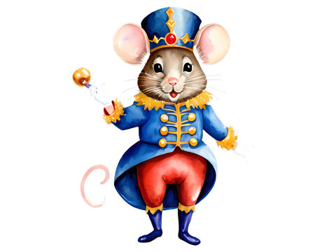 Mouse King from the Nutcracker Watercolor Clipart Illustration, Isolated Transparent Background PNG