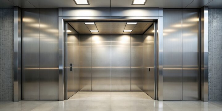 Empty elevator cabin with closed doors , interior, transportation, modern, empty space, minimalistic, elevator, closed doors