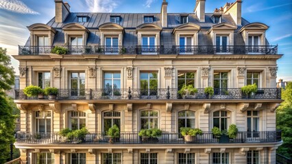 Naklejka premium Luxurious house with balcony overlooking Champs Elysees in Paris, Paris, Champs Elysees, balcony, house, luxury