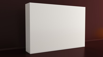 3D exhibition stand. White blank promotion. White empty geometric square. Presentation event room display. Blank wall.