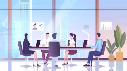 Fototapeta premium worldwide communication by using video conference