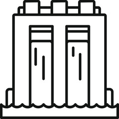 Simple vector icon of a hydroelectric power plant generating electricity from water