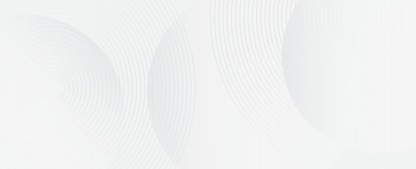 White geometric abstract background overlap layer on bright space with lines effect decoration. Modern graphic design element circles style concept for banner.