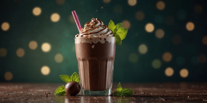 A chocolate milkshake with a fresh minty swirl.