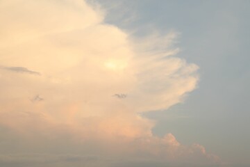 Beautiful view of blue sky with fluffy clouds