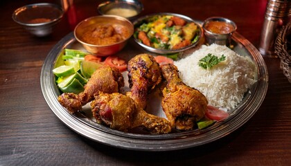 Fototapeta premium chicken wings with rice