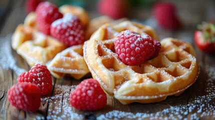 Enjoy heart-shaped waffles with fresh raspberries for a special Valentine&rsquo;s Day breakfast