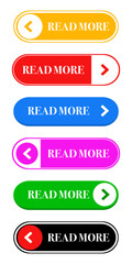 Read more button set for web design. Vector illustration.