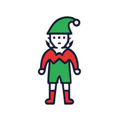 Christmas Elf in Red and Green Outfit, Festive Holiday Character Icon