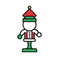 Fototapeta premium Christmas Nutcracker in Festive Colors, Minimalist Holiday Icon
