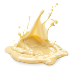 Splash of white cream texture isolated on white background. Face creme, body lotion swatch.	