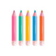 Colored pencils isolated on white background. Bright cartoon pencils for school design. Vector illustration.