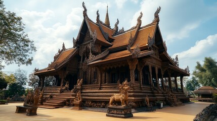 Naklejka premium Wat Somdet Phurua Ming Muang The temple was built with teak carvings that are beautifully sculpted