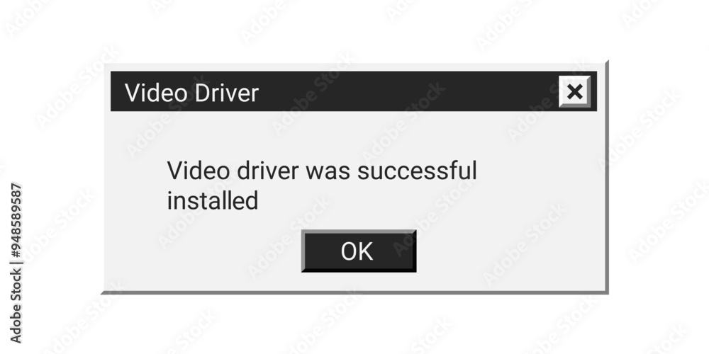 Poster retro digital message on computer in black color. old notification with information about driver.