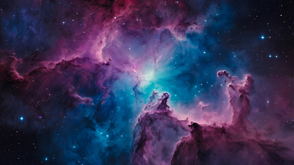 ethereal cosmic nebula background with soft pastel hues and grainy texture