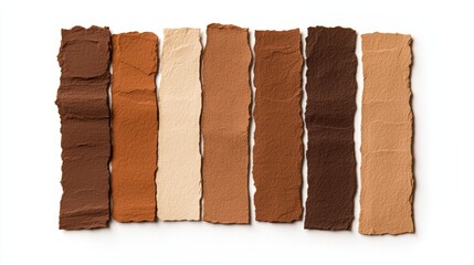 Earthy brown color palette, natural and warm shades, rustic swatch, isolated on white background