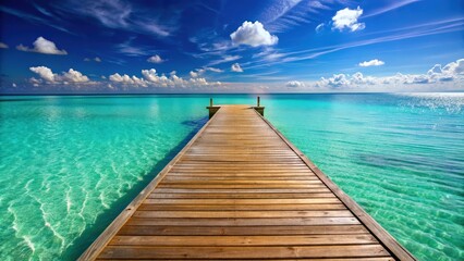 Plage vacances with wooden ponton overlooking turquoise water, beach, vacations, wooden ponton, jetty, ocean, relaxation, getaway