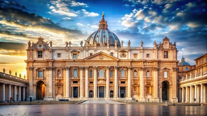 Obraz premium Majestic Basilique Saint-Pierre in Vatican City, Rome , St. Peter's Basilica, Vatican, Rome, Italy, architecture, Catholic