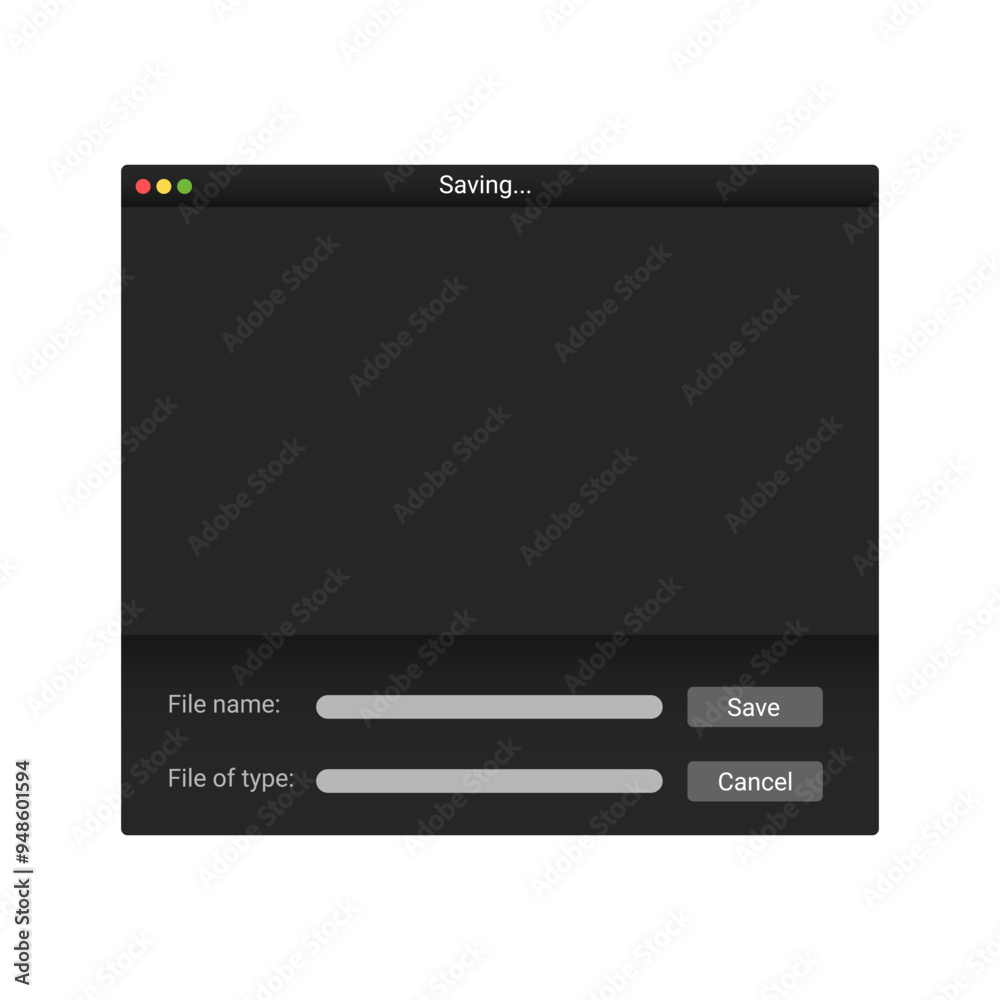 Poster modern file manager system in dark style on screen. explorer window in black color.