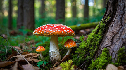 amanita citrina in an oak forest.