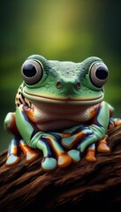 Amazon Tree Frog with Big Eyes and Contrasting Colors