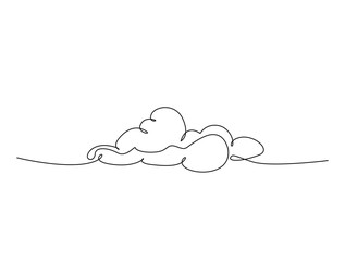 Continuous one line drawing of cumulus cloud. Cloud in the sky single line vector illustration.
