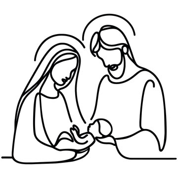 holy family line art clip art preview