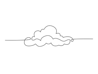 Continuous one line drawing of cumulus cloud. Cloud in the sky single line vector illustration.