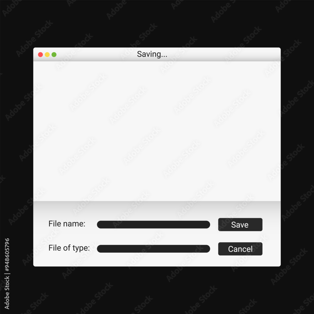 Poster modern explorer window with file savings options. system user interface window on screen.