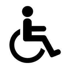 Disabled man in wheelchair icon. Accessibility, rehabilitation invalid person, people activities. vector illustration