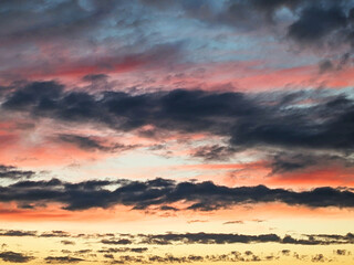 Dark Moody Thunder Clouds Sunset Clouds in a Blue Sky as A Skyscape Background