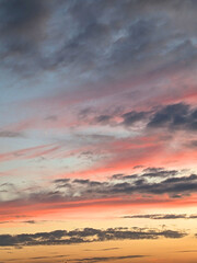Dark Moody Thunder Clouds Sunset Clouds in a Blue Sky as A Skyscape Background