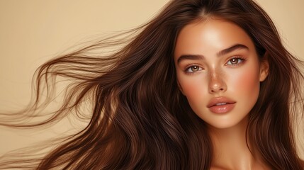 Fototapeta premium Stunning woman with vibrant brown hair 