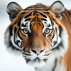 Fototapeta premium Close-up of a majestic tiger exhibiting its striking features and vibrant colors, showcasing the beauty of wildlife.